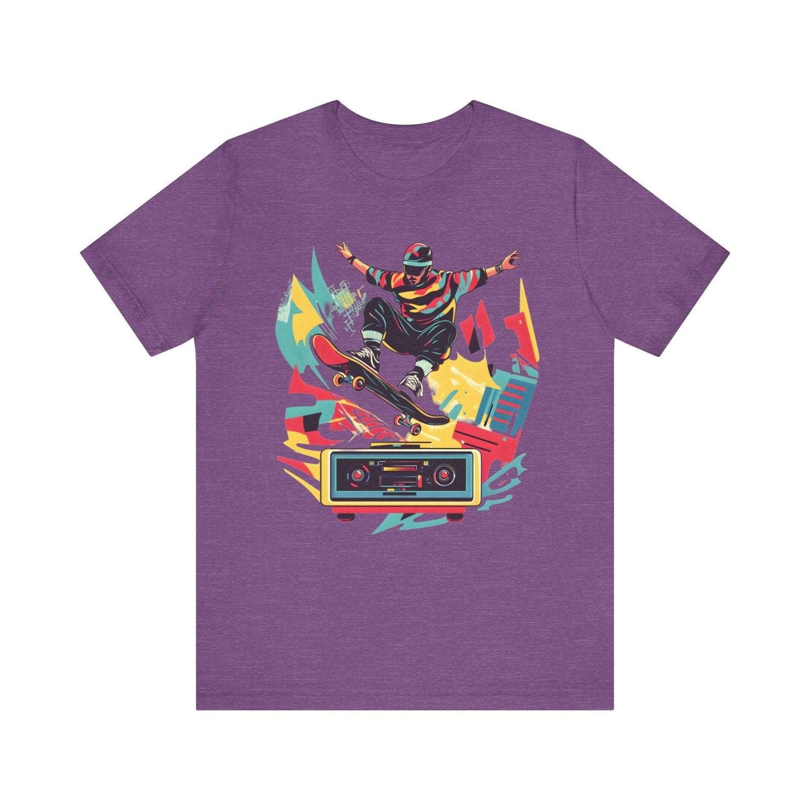 Hip Hop Boombox Skater T Shirt | Heather Team Purple Twill Tees